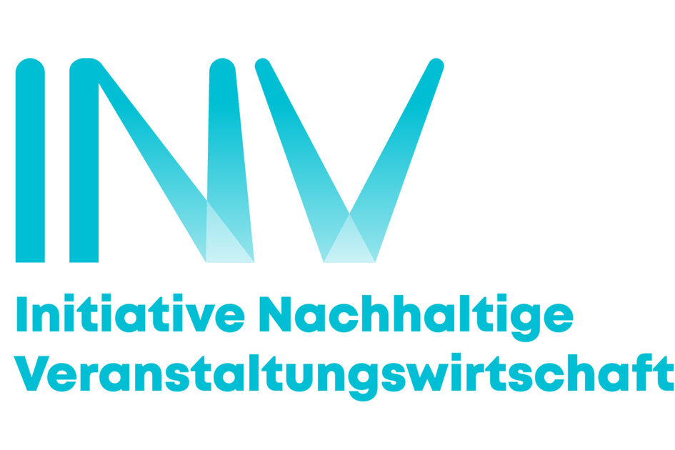 Logo Initiative Nachhaltige Veranstaltungswirtschaft Blaue Schrift, weißer Hintergrund