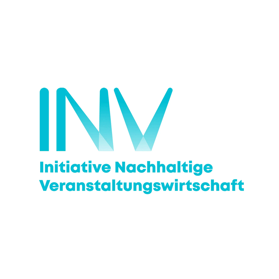 Logo Initiative Nachhaltige Veranstaltungswirtschaft Blaue Schrift, weißer Hintergrund